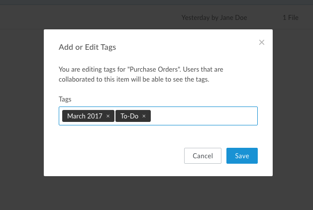 Adding new tags in Box