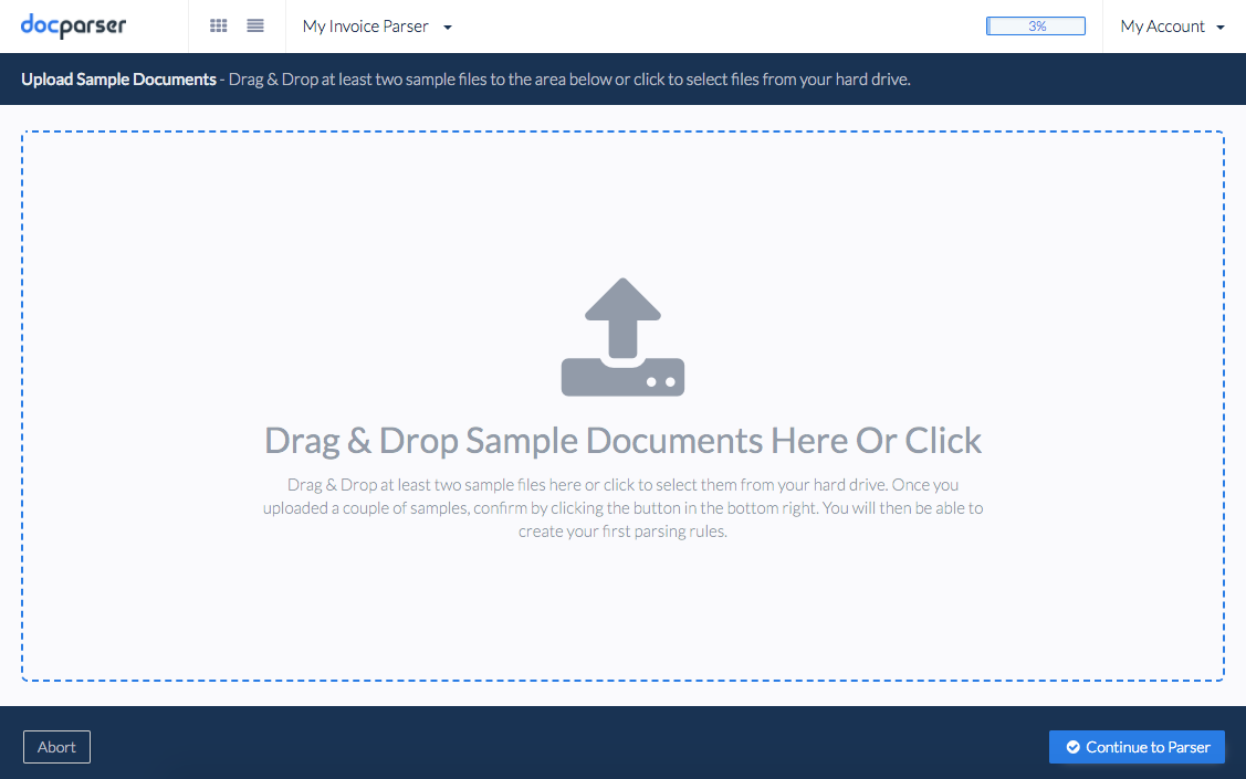 Upload sample documents - Docparser