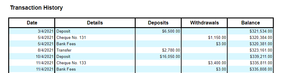 bank statement excel template