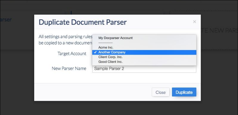 Managed Accounts Feature - Duplicate Document Parser