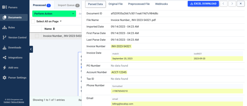 Invoice to ERP - Automatic Parsing Rules
