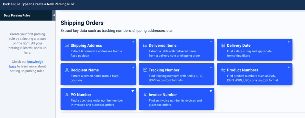 Shipping Order Parsing Rules