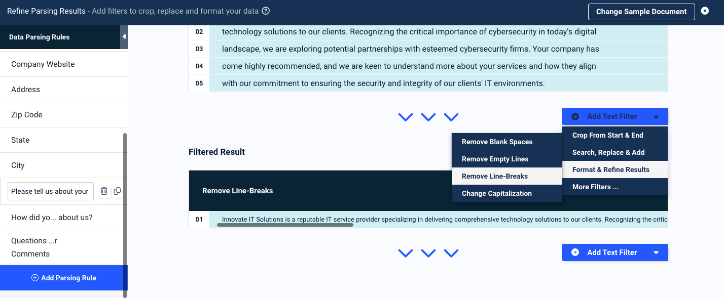 Docparser AI - Removing Line Breaks