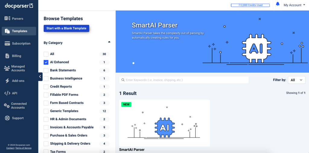 Docparser - SmartAI Parser Template