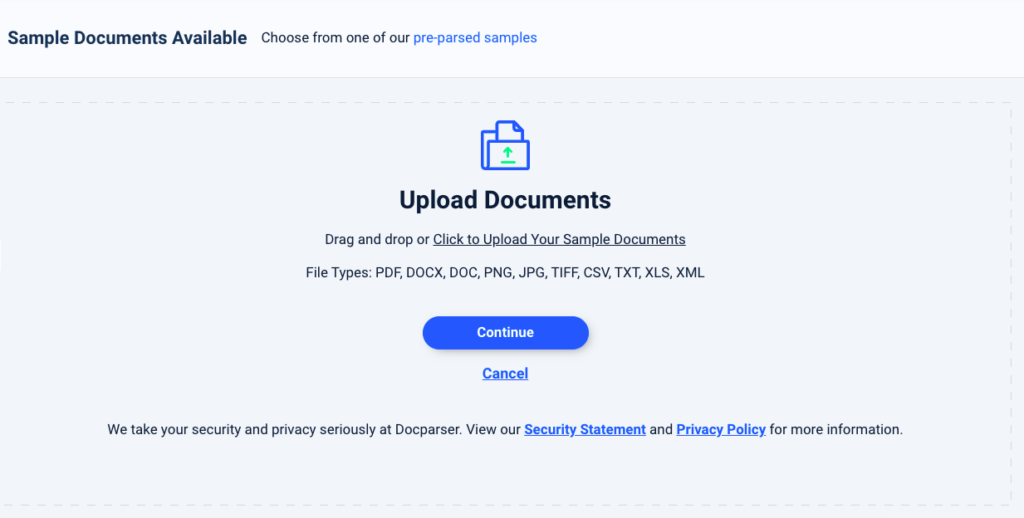 Upload Sample Documents