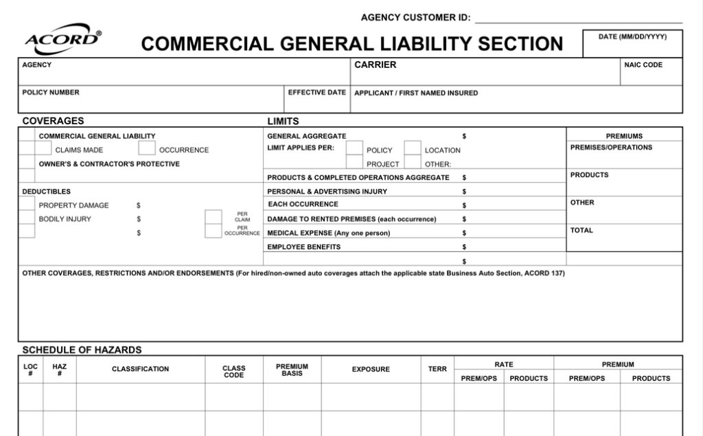 Acord 126 Form