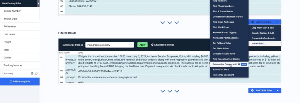 Content Summarization Text Filter