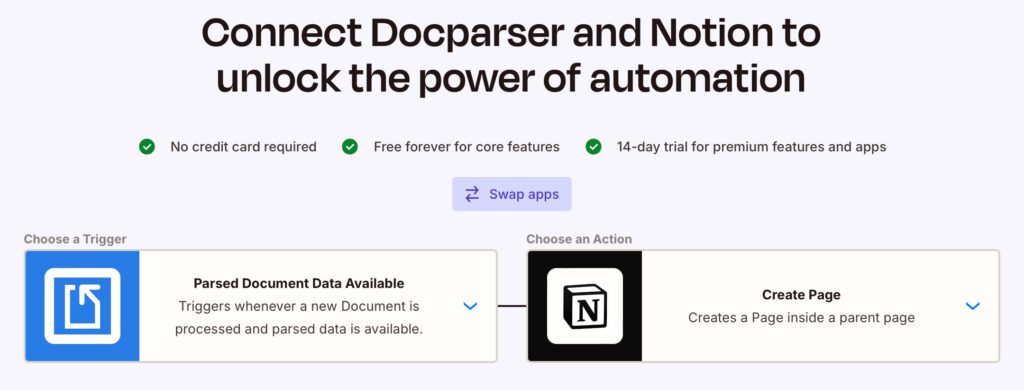 Docparser to Notion Integration via Zapier