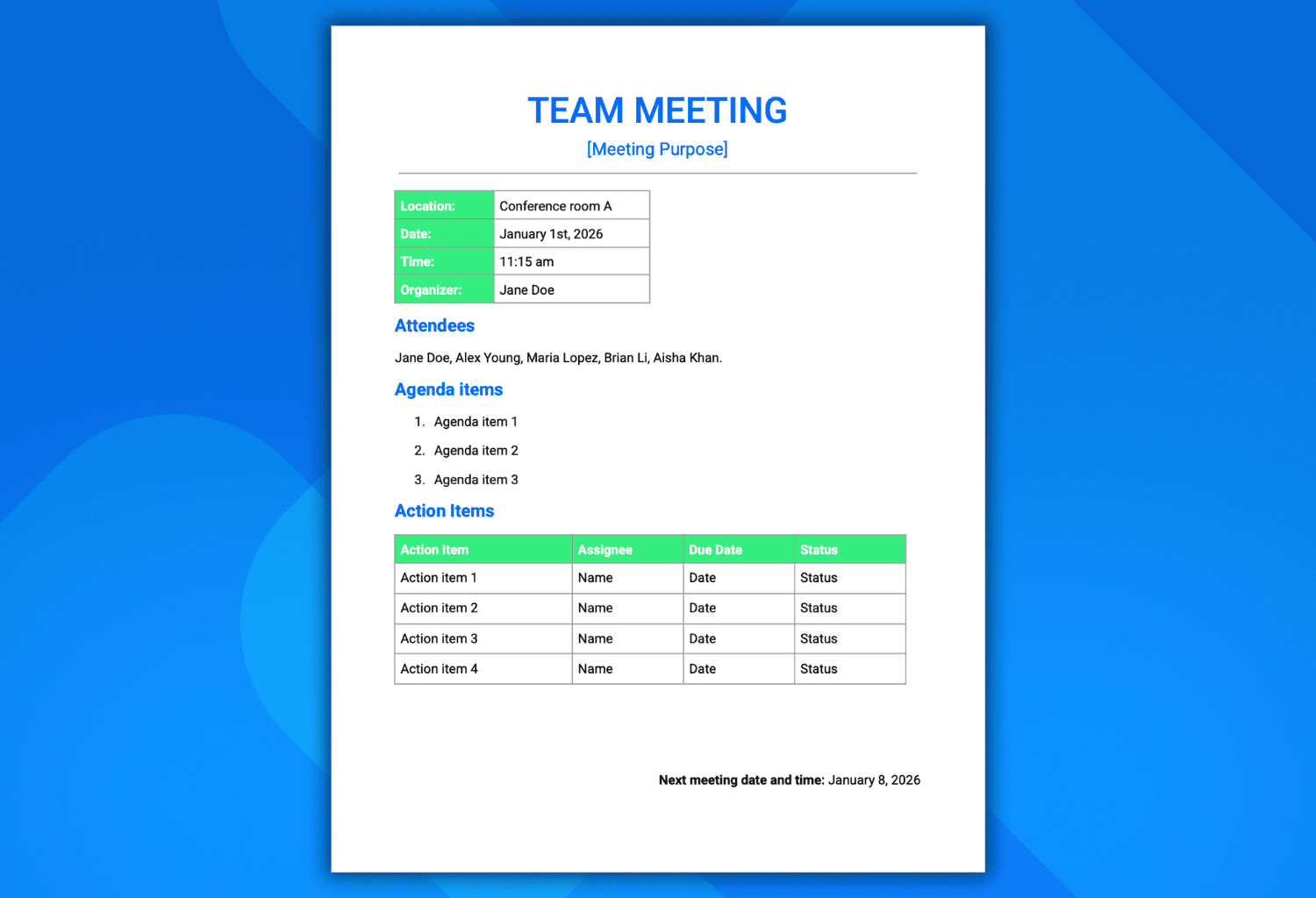 Simple and Effective Meeting Minutes Template Docparser