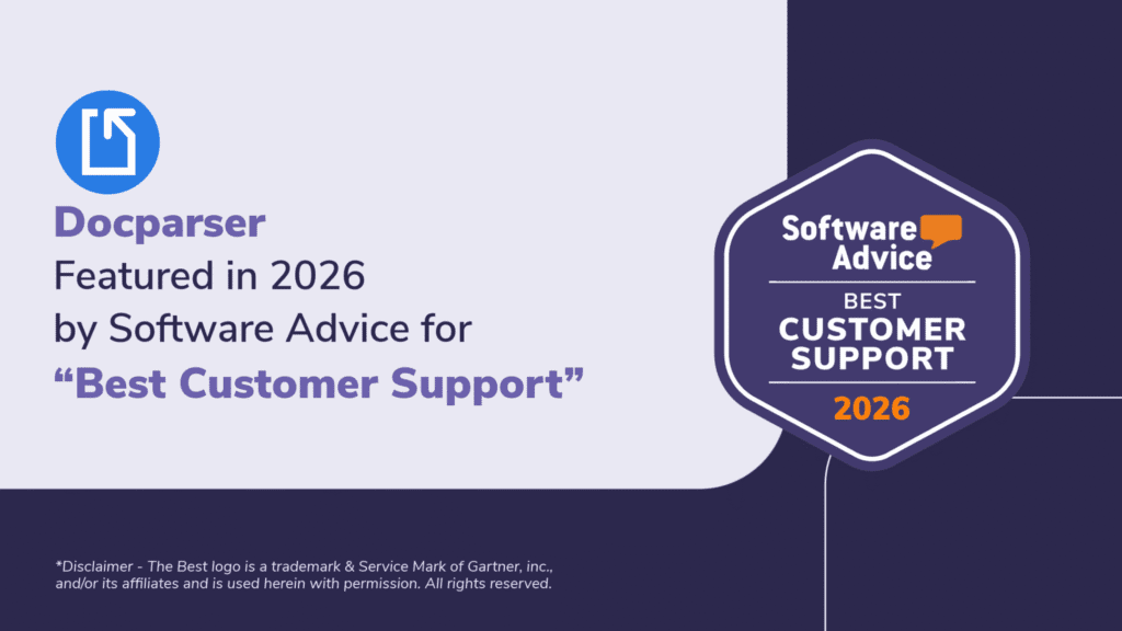 Docparser Featured in 2026 by Software Advice for Best Customer Support